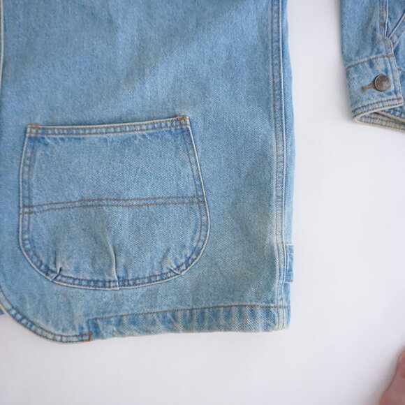 Vintage Sun Belt Blue Cotton Denim Jacket Noahs Ark Cabincore Farm Animals L - Picture 4 of 14